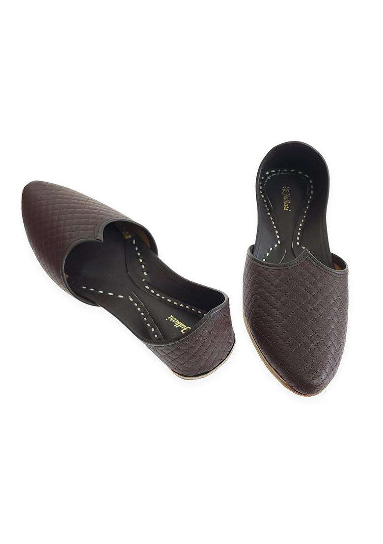 Fulkari Brown Men Genuine Soft Leather Casual Jutis Bite and Pinch Free Jutti - Indya