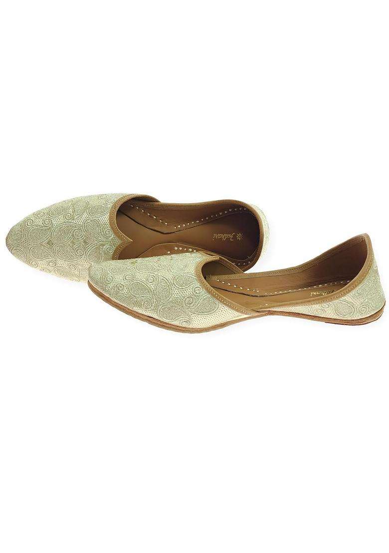 Fulkari Men Gold Genuine Soft Leather Formal Jutis Bite and Pinch Free Jutti - Indya