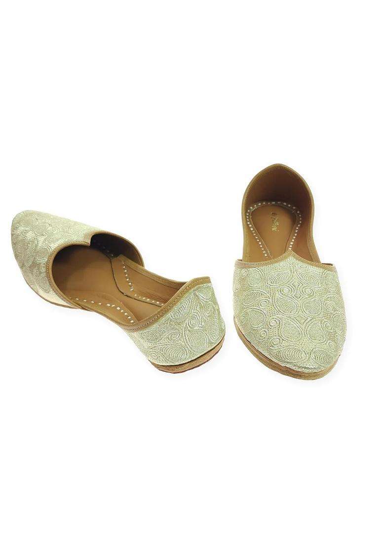 Fulkari Men Gold Genuine Soft Leather Formal Jutis Bite and Pinch Free Jutti - Indya