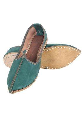 DFR Green Men Leather Suede Jutti Loafer Jodhpuri Juti