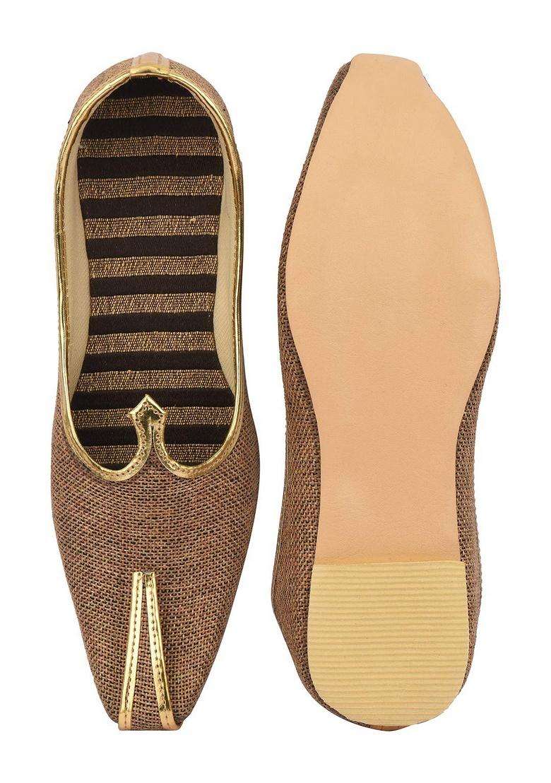DESI Colour Mens Authentic Mens Mojri Punjabi Jutti Brown dc8041 Ballet Flat - Indya