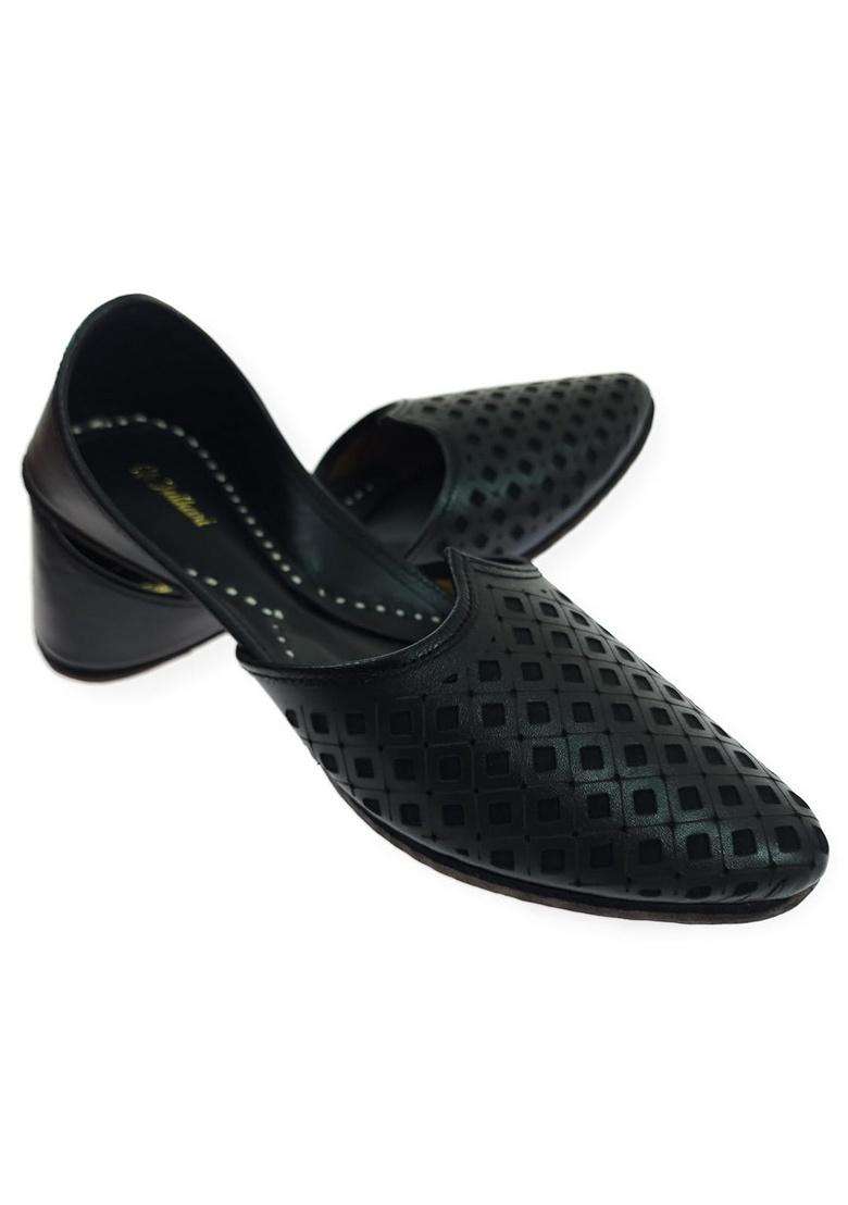 Fulkari Black Men Genuine Soft Leather Casual Jutis Bite and Pinch Free Jutti - Indya