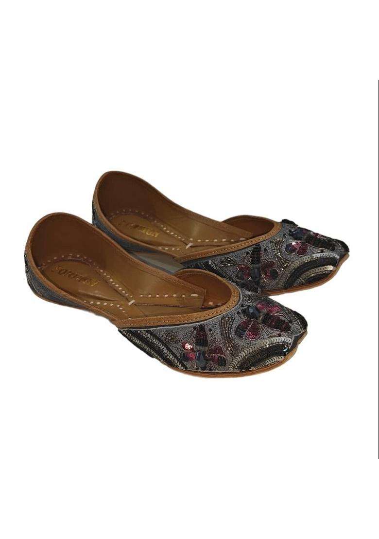 Punjabi Jutti Grey Black - Indya