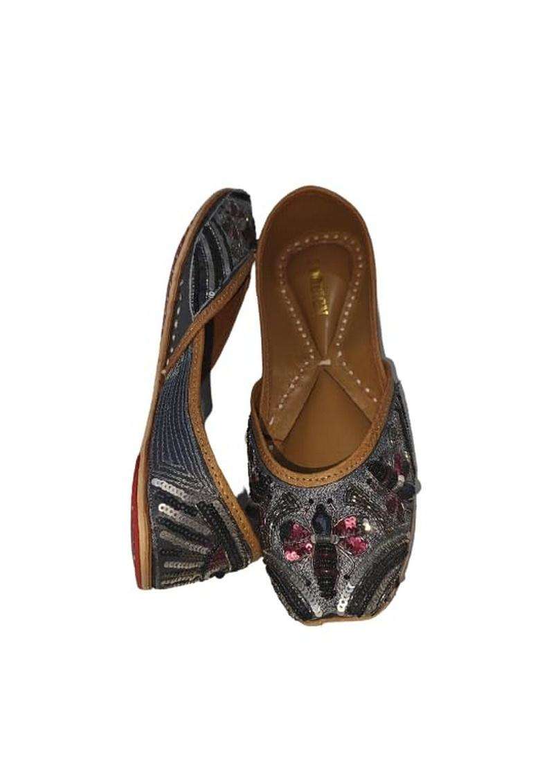 Punjabi Jutti Grey Black - Indya
