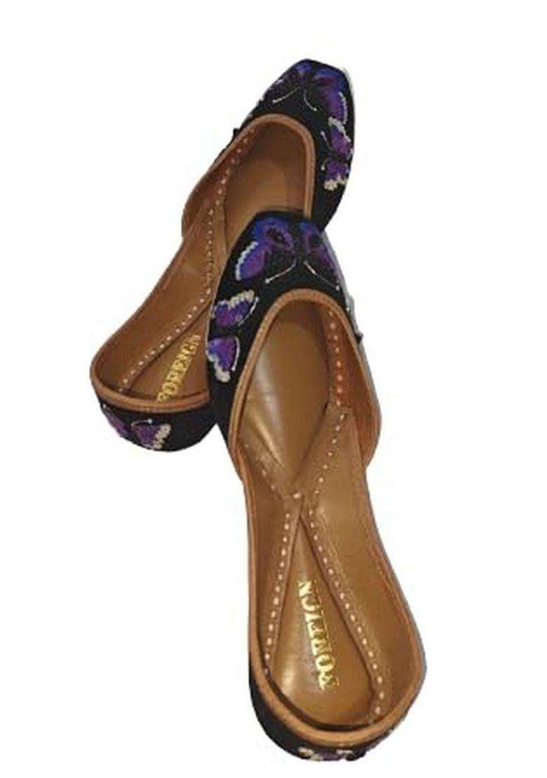 Foreign Punjabi Jutti Black Purple - Indya