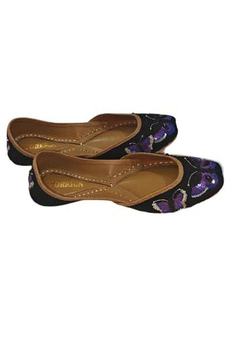 Foreign Punjabi Jutti Black Purple - Indya