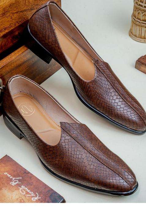NR by Nidhi Rathi Textured Mojaris Loafers Tan