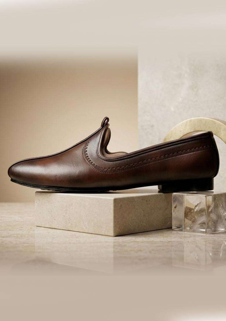 Brown Premium Royal Wedding Footwear Versatile Ethnic Footwear - Indya