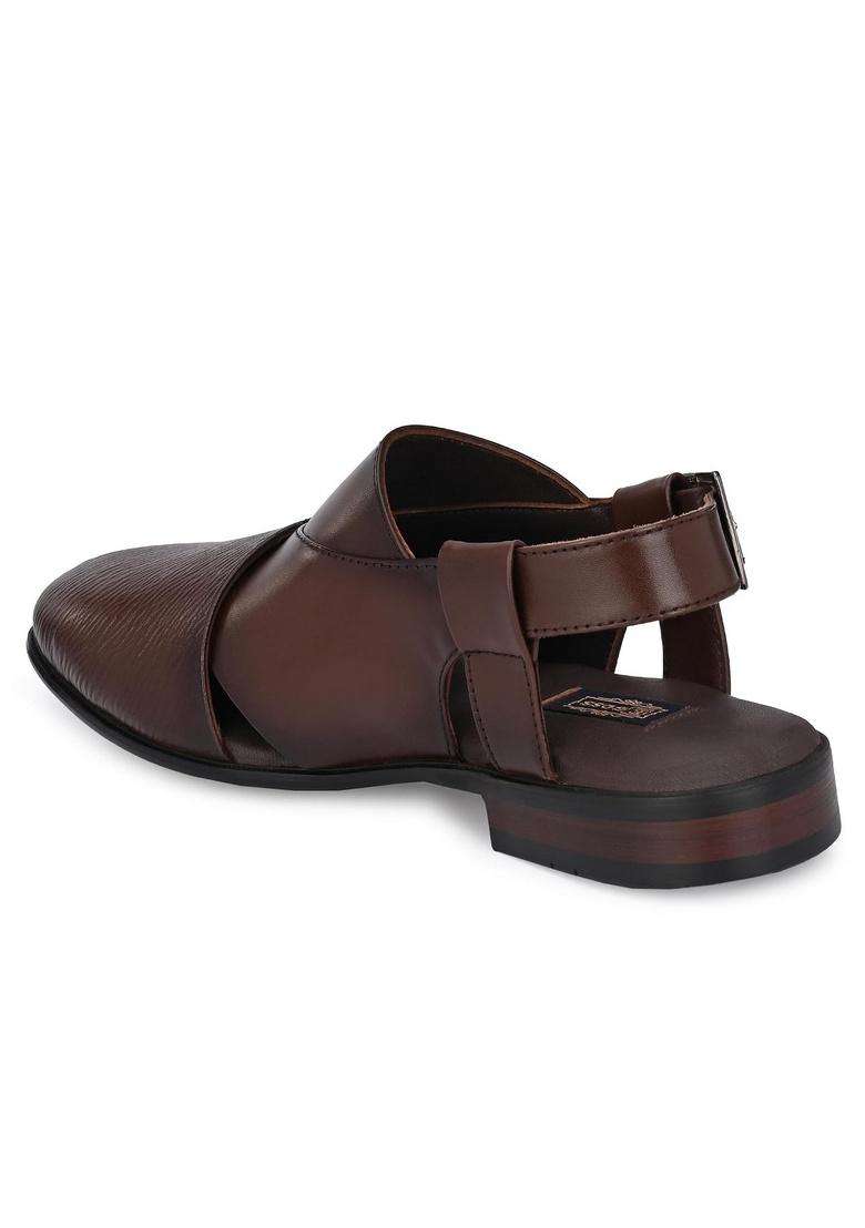 Egoss Mens Black Premium Geniune Leather Peshawari Jutti Sandals EG - Indya
