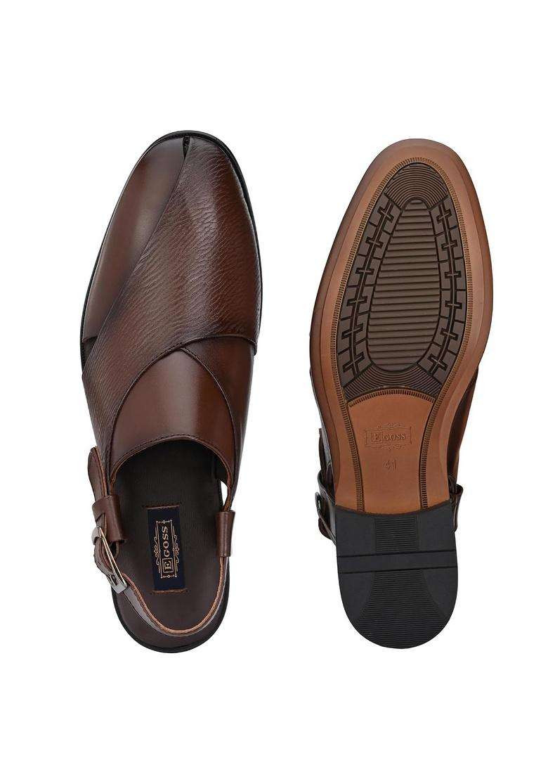 Egoss Mens Black Premium Geniune Leather Peshawari Jutti Sandals EG - Indya
