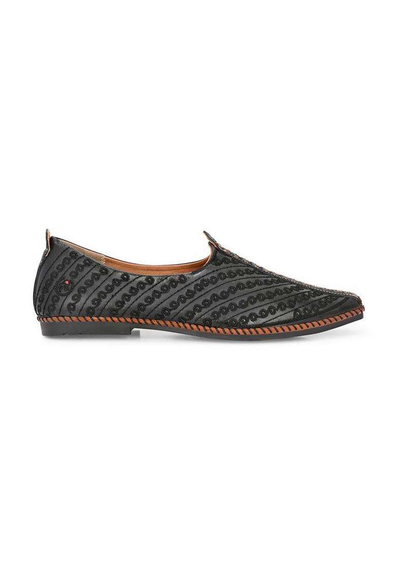Westport Black Men Faux Leather Ethnic Jutti M - Indya