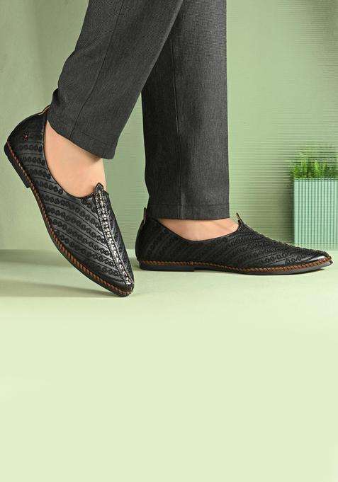 Westport Black Men Faux Leather Ethnic Jutti M