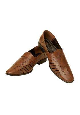 Manyavar Brown Mens Loafer Style Self Design Jutti Ethnic Juttis and Mojaris