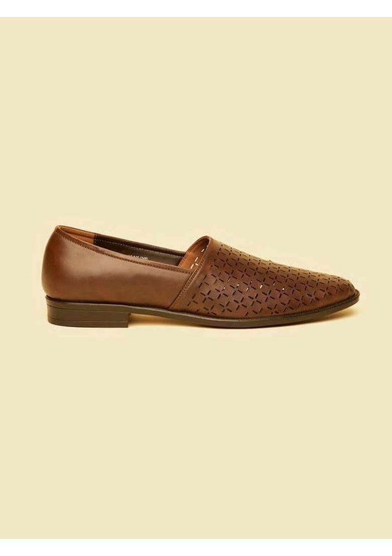 Manyavar Dark Brown Elegance Shoes Mens Ethnic Jutti - Indya