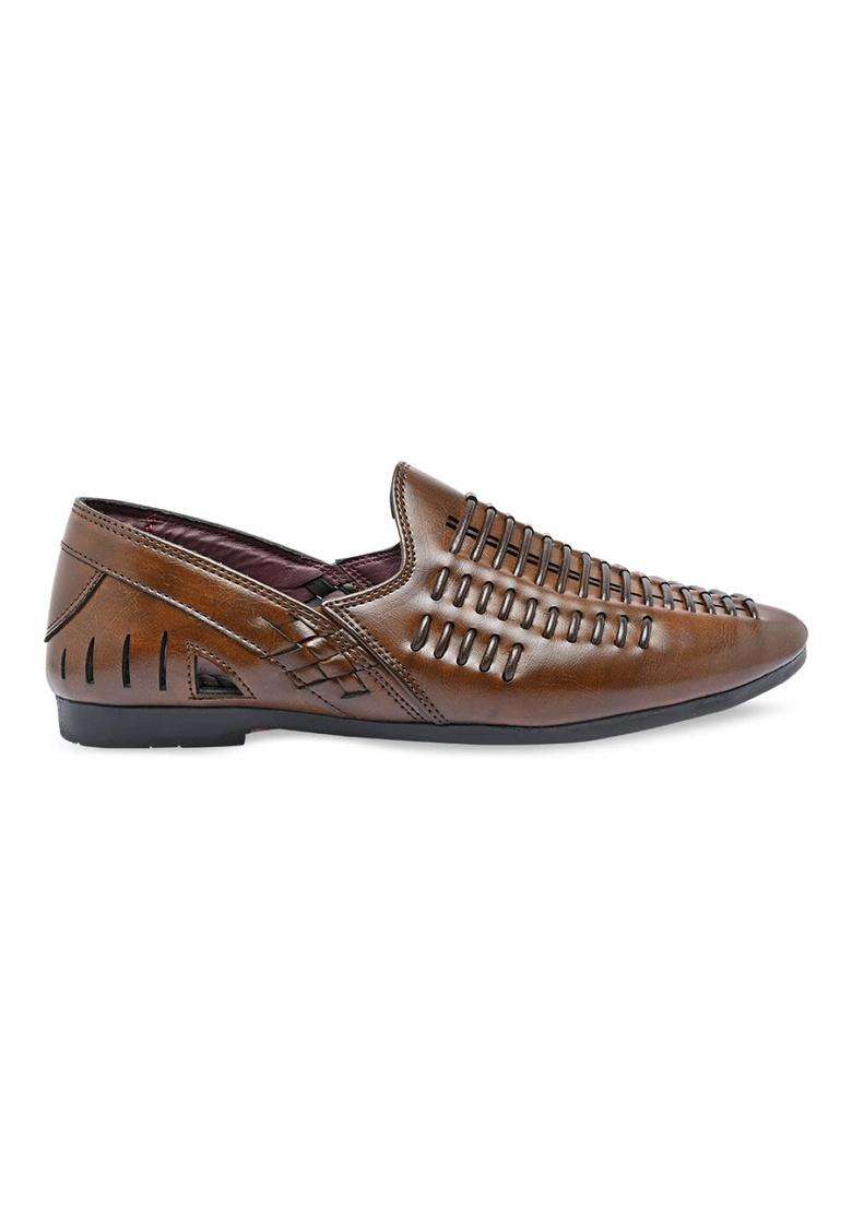 Regal Brown Mens Ethnic Slip Ons - Indya
