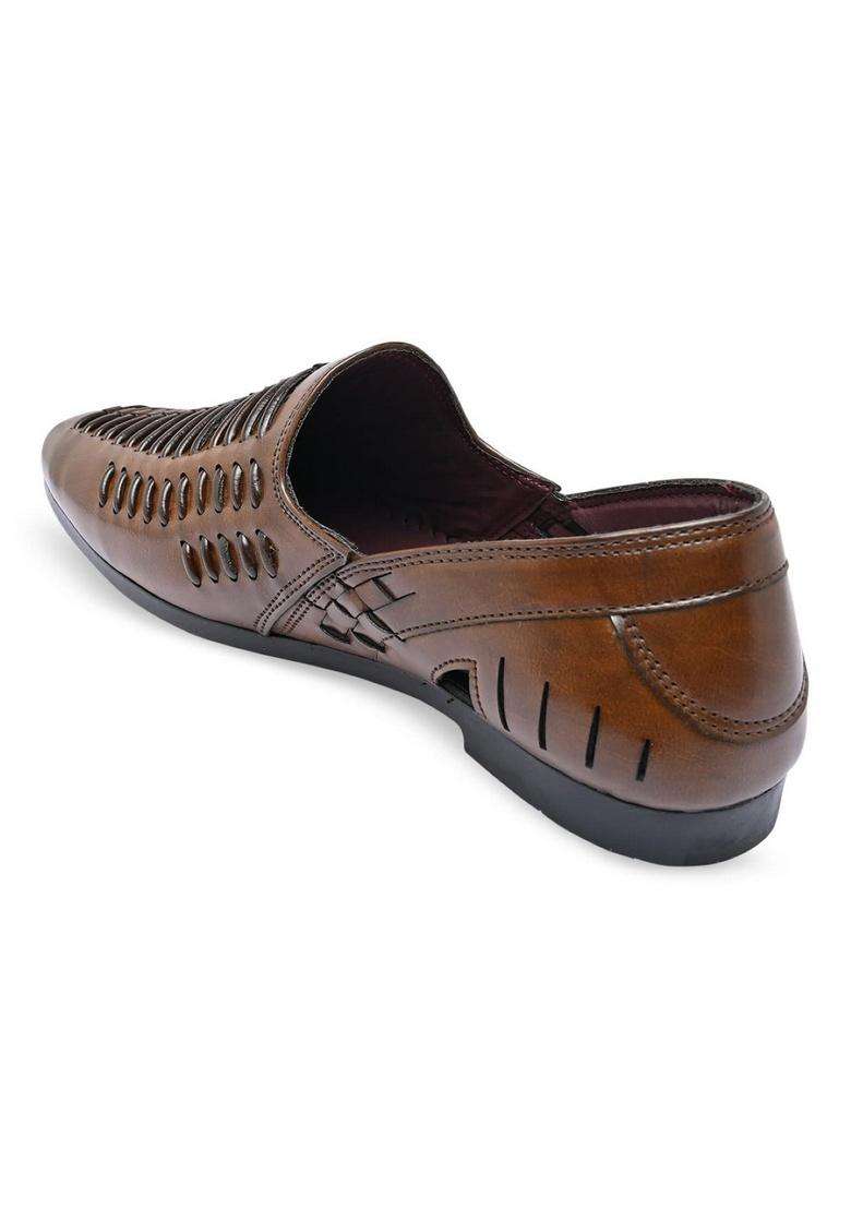 Regal Brown Mens Ethnic Slip Ons - Indya