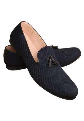 Manyavar Blue Loafers Self Texture Juti Mens Ethnic Jutti