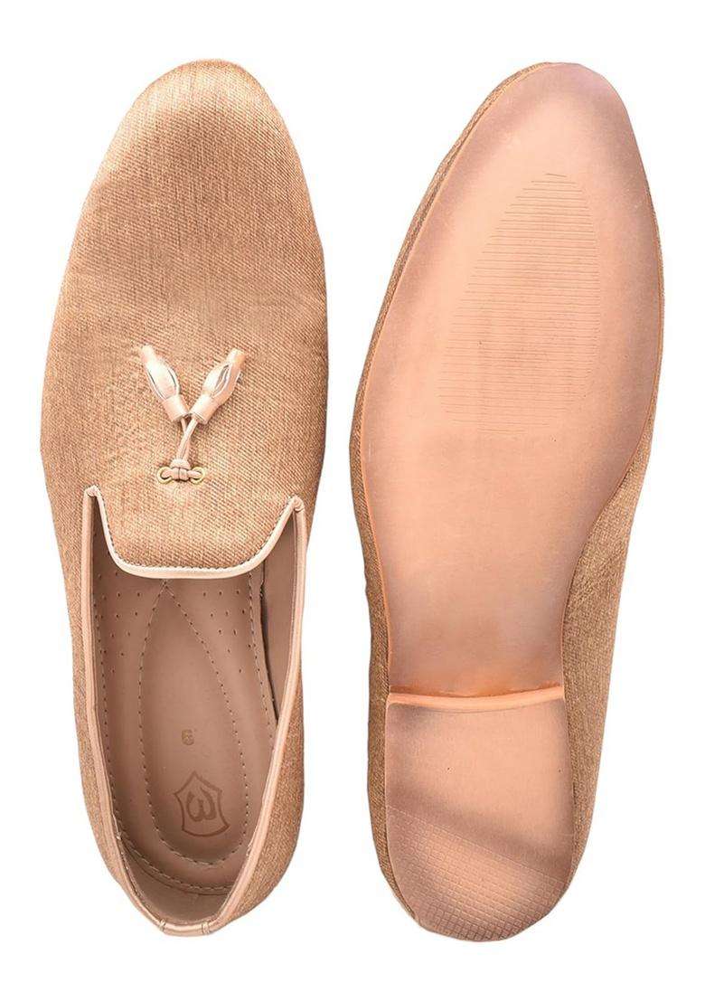 Manyavar Brown Loafers Self Texture Juti Mens Ethnic Jutti - Indya