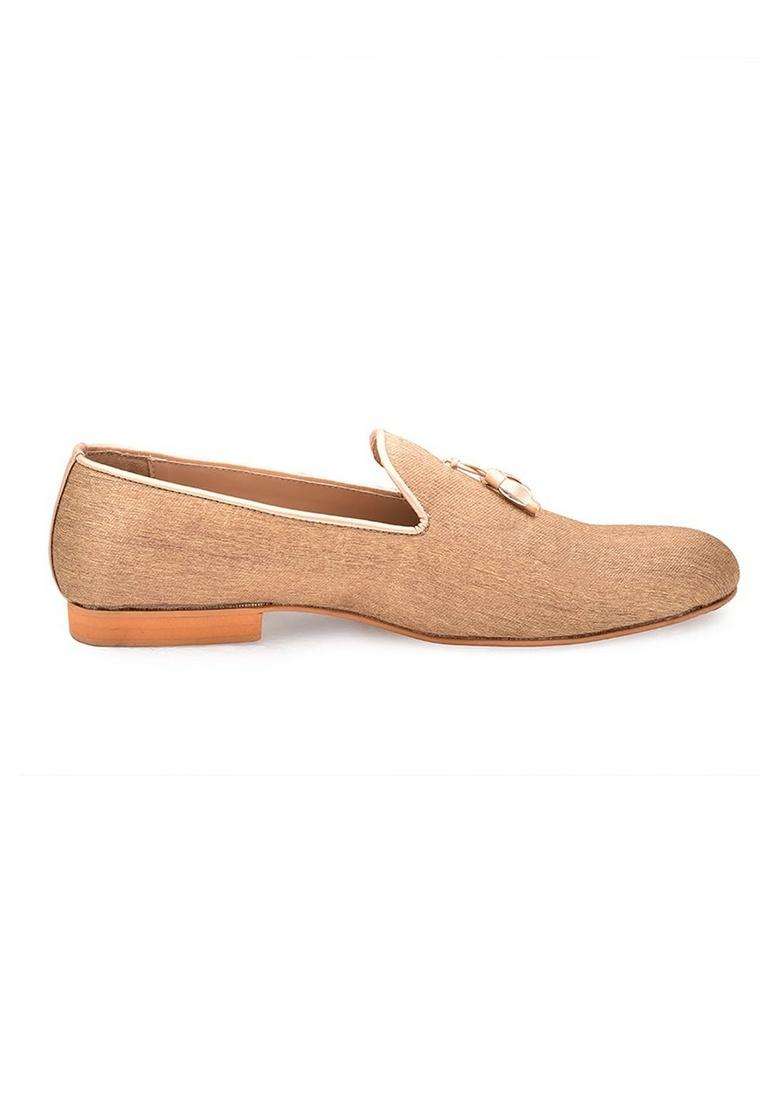 Manyavar Brown Loafers Self Texture Juti Mens Ethnic Jutti - Indya
