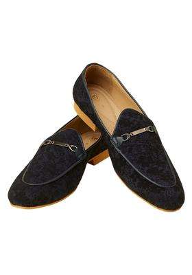 Manyavar Blue Jacquard Loafers Juti Mens Ethnic Jutti
