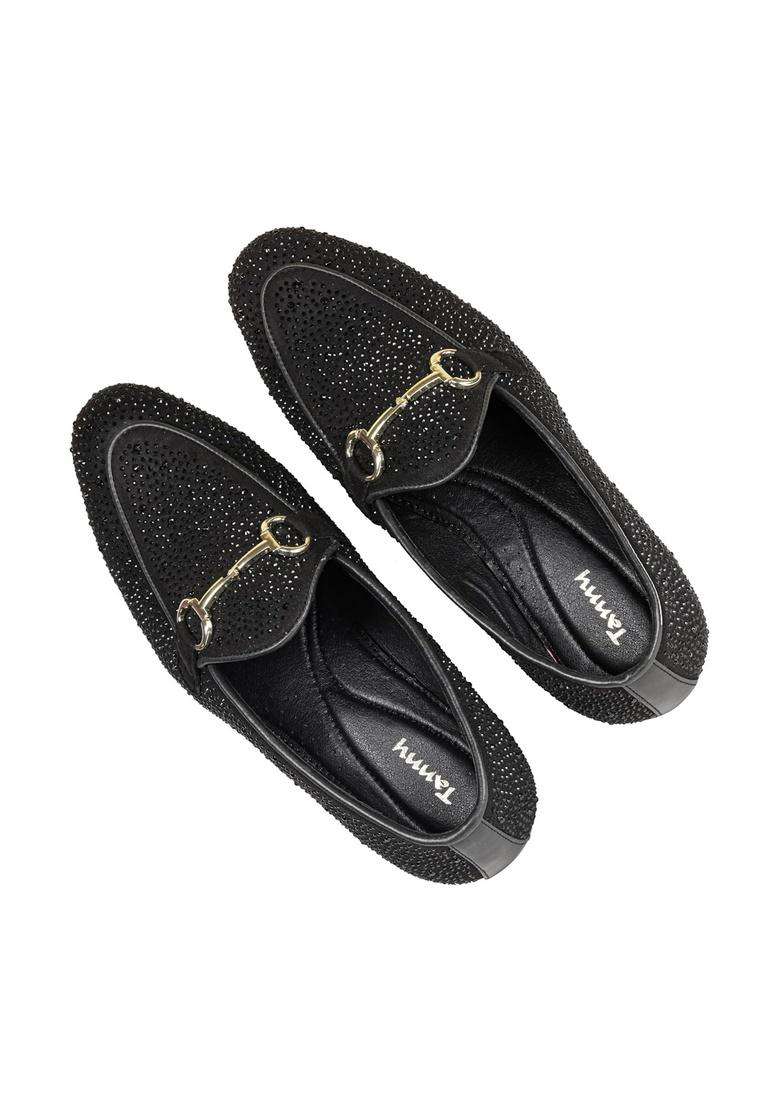 Tanny Shoes Mens Rhinestone Black Color Jutti for Wedding Party - Indya