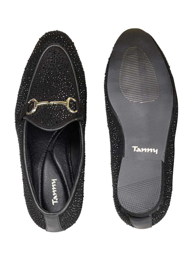 Tanny Shoes Mens Rhinestone Black Color Jutti for Wedding Party - Indya