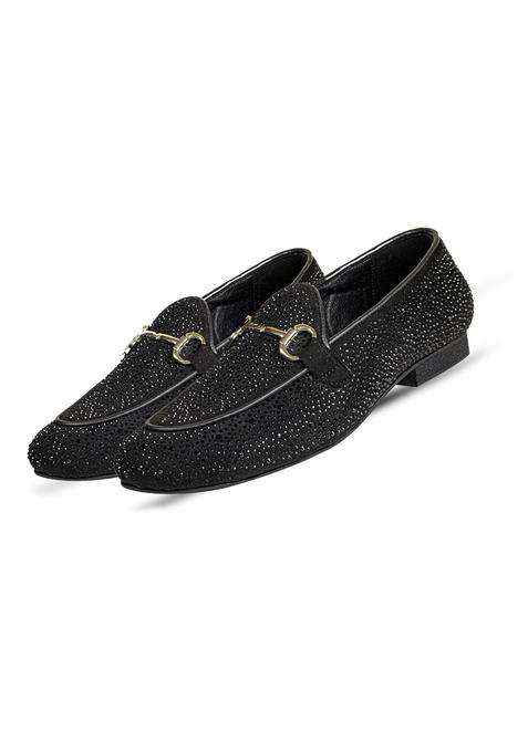 Tanny Shoes Mens Rhinestone Black Color Jutti for Wedding Party