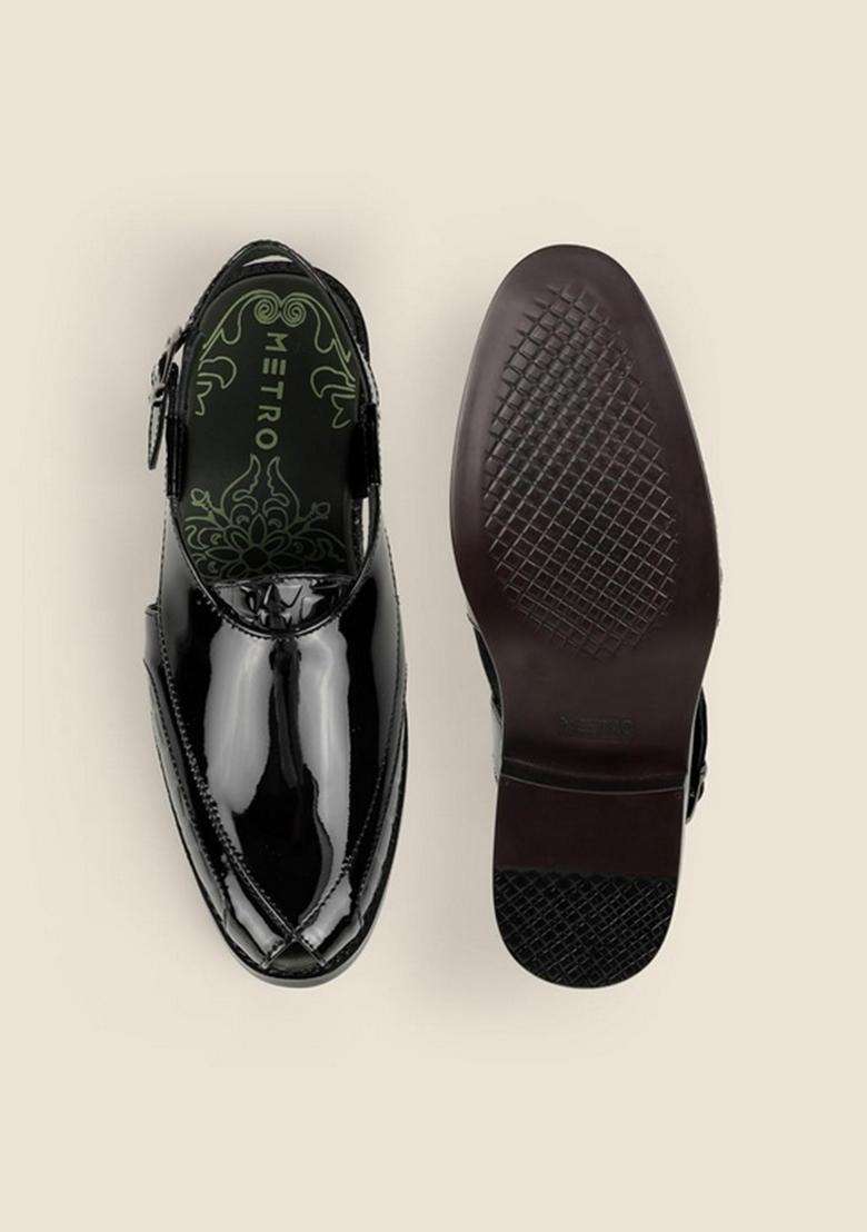 Metro Black Mens Tan Mojari - Indya