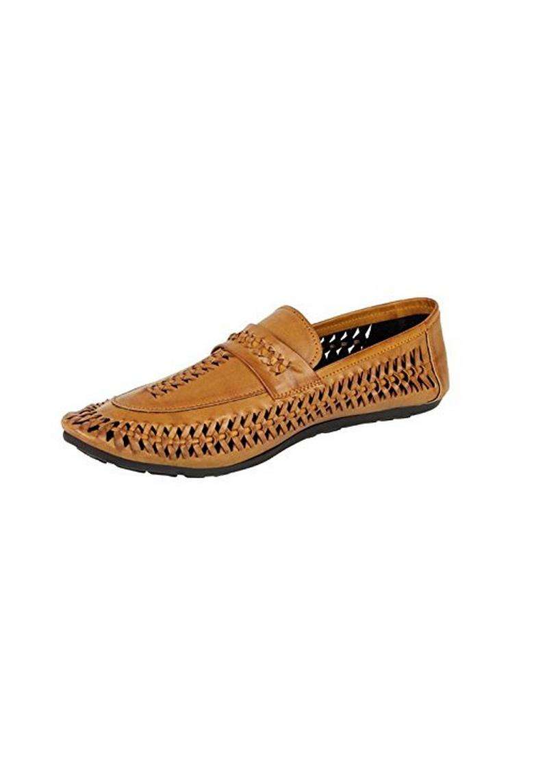 Brandis Marketing Mens Brown PU Mojaris - Indya
