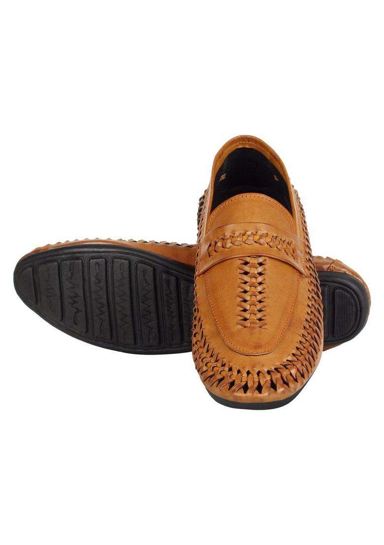Brandis Marketing Mens Brown PU Mojaris - Indya