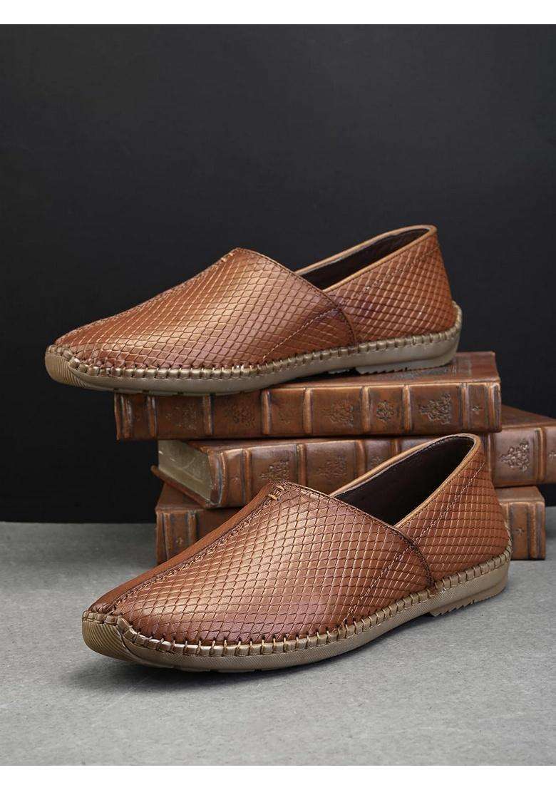 Pelle Albero Mens Brown Genuine Leather Slip on Casual Mojari - Indya