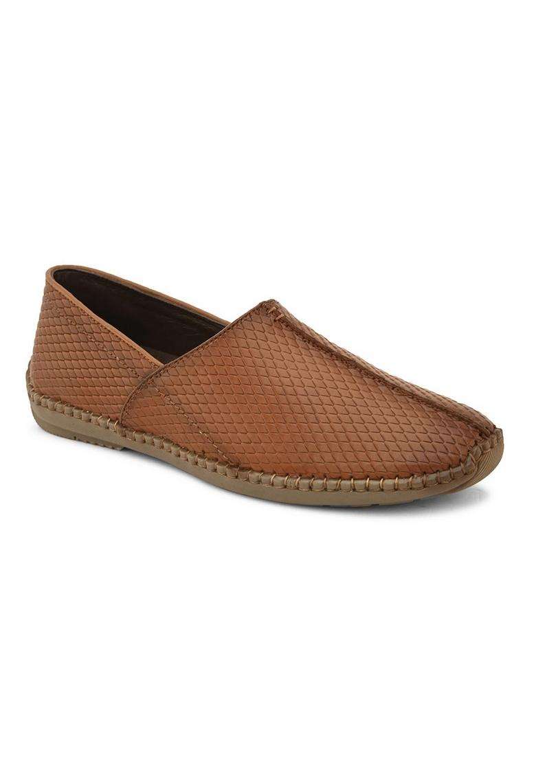 Pelle Albero Mens Brown Genuine Leather Slip on Casual Mojari - Indya