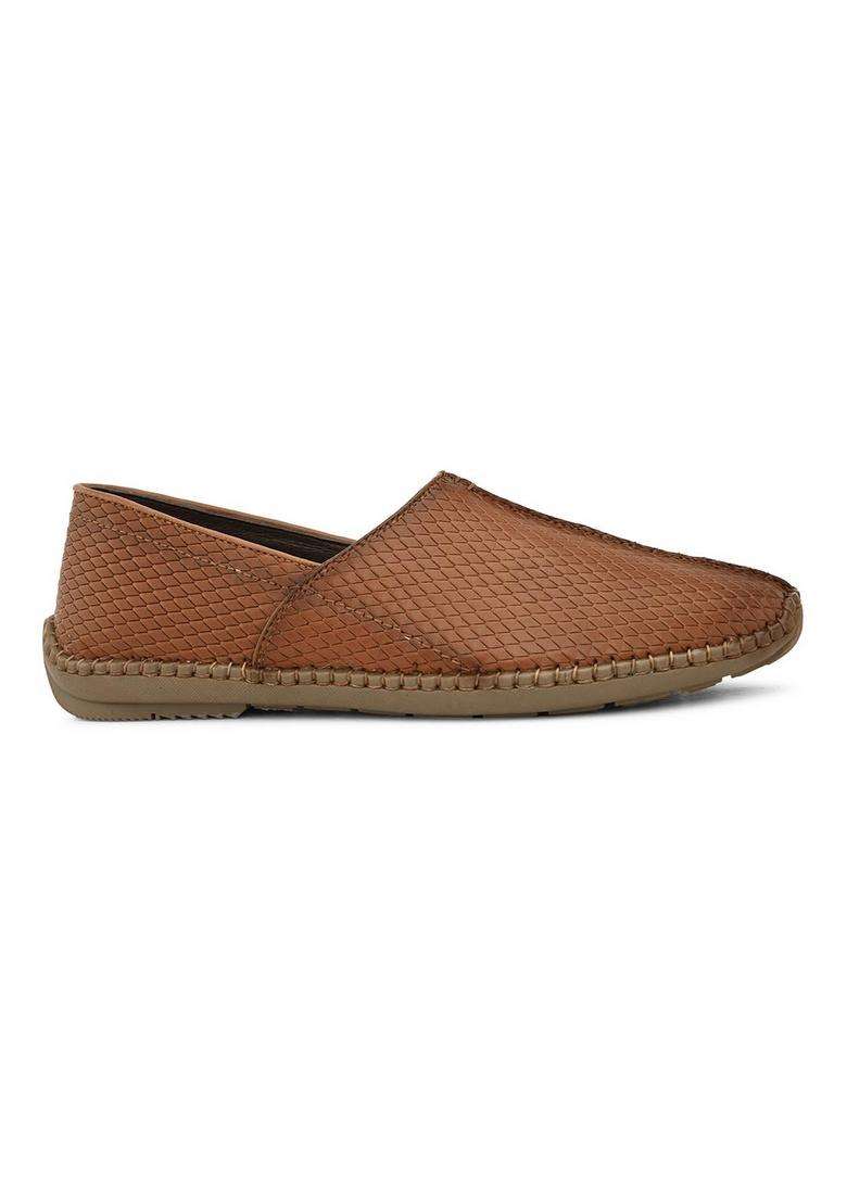 Pelle Albero Mens Brown Genuine Leather Slip on Casual Mojari - Indya