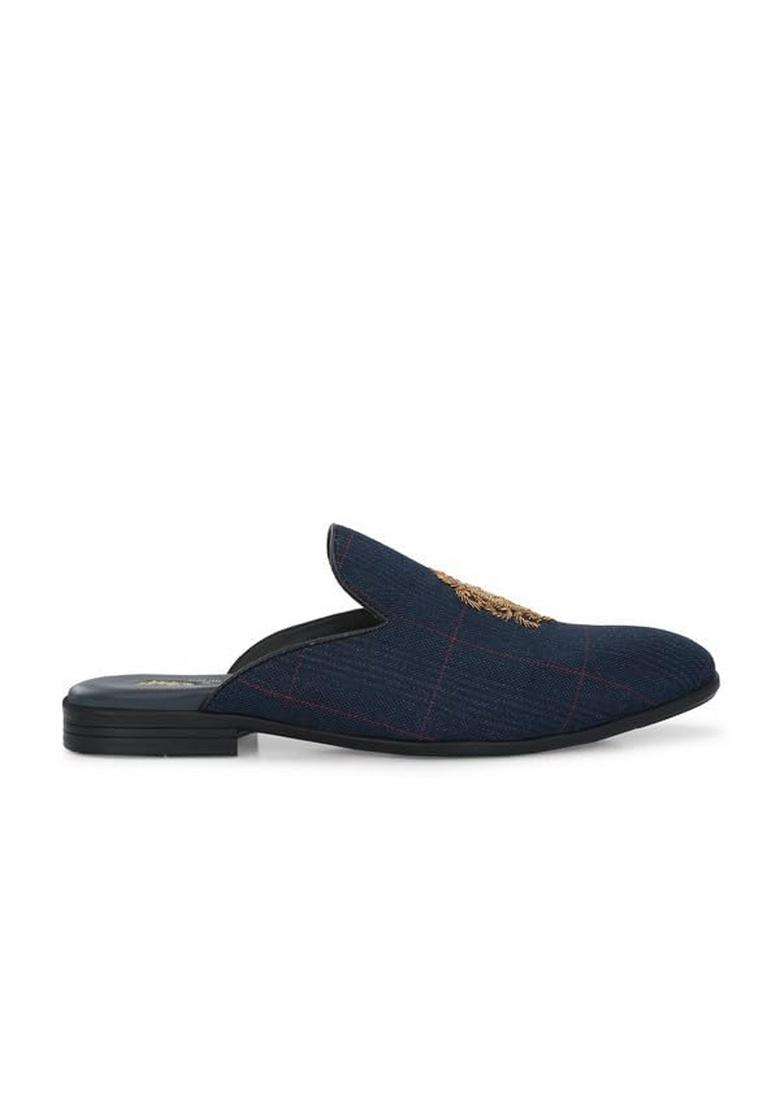 HITZ Mens Blue Leather Ethnic Mule - Indya