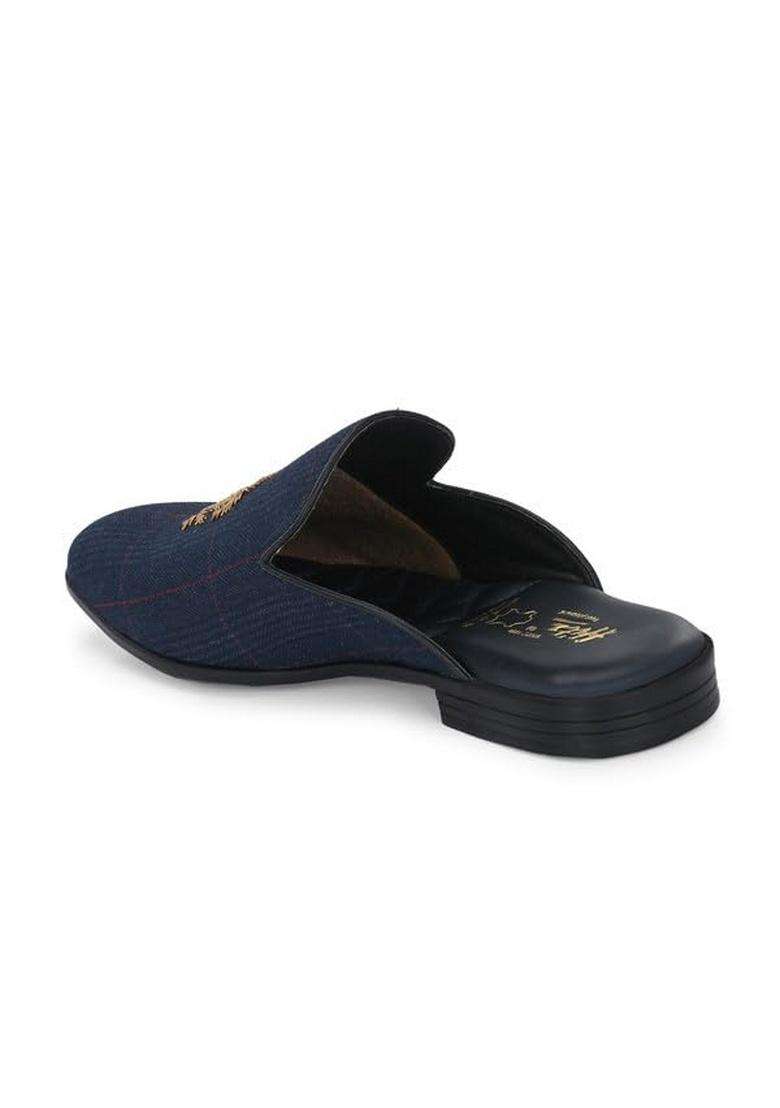 HITZ Mens Blue Leather Ethnic Mule - Indya