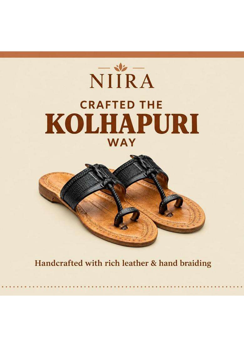 Niira Orange Mens Traditional Toe Ring Sandals Ethnic Slip on Flat Chappals - Indya