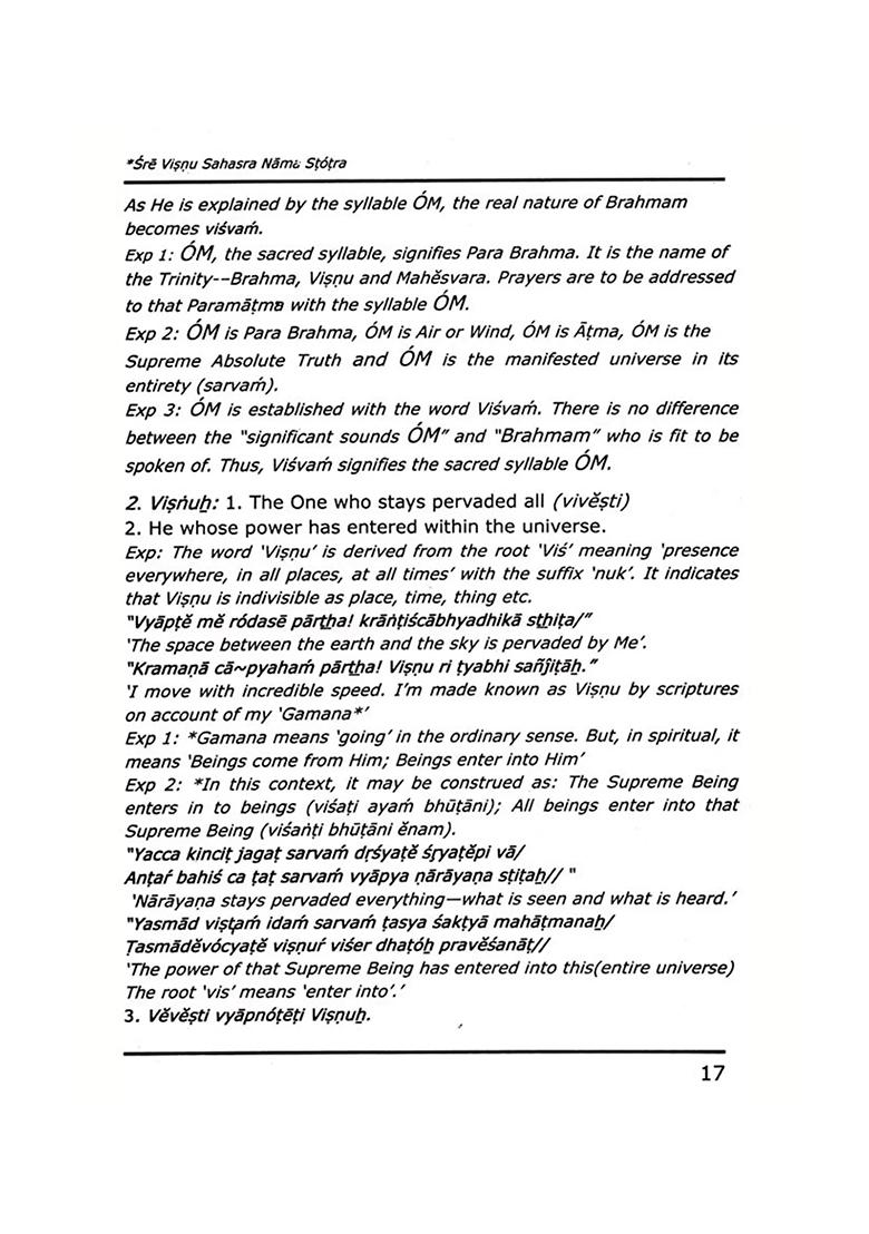 Shree Visnu Sahasra Nama Stotra (Hymm Composed Of One Thousand Appellations Of Lord Vishnu) - Indya