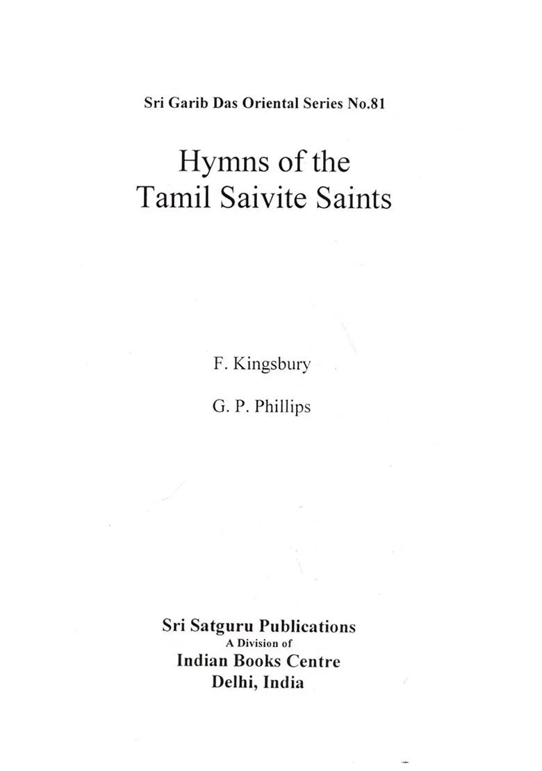 Hymns Of The Tamil Saivite Saints - Indya