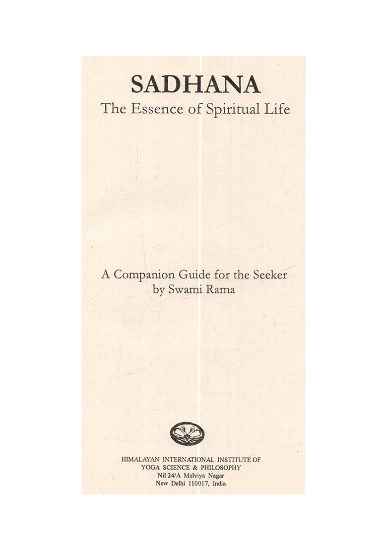 Sadhana: The Essence Of Spiritual Life (An Old And Rare Book) - Indya