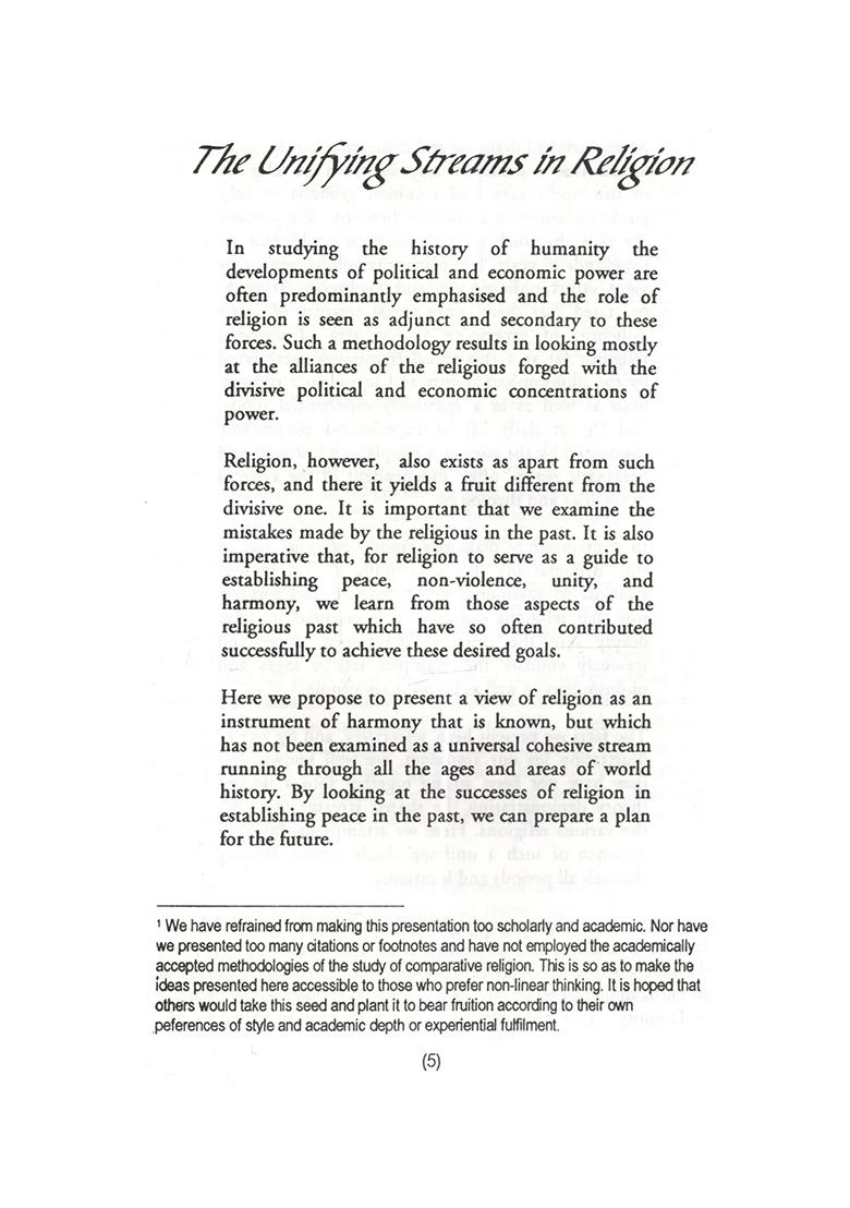 Unifying Streams In Religion: An Offering On The Occasion Of The World Peace Summit Of Leaders In Religion And Spirituality - Indya