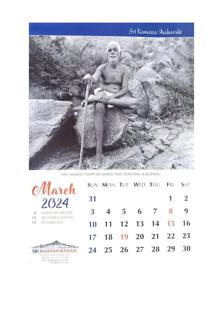 Sri Raman Maharshi (Calendar 2026) - Indya