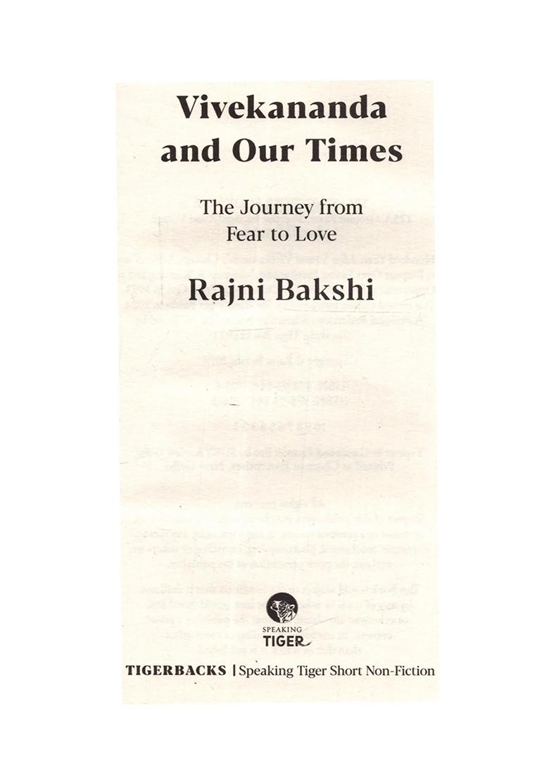 Vivekananda And Our Times: The Journey From Fear To Love - Indya