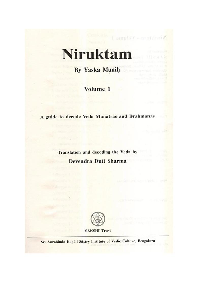 Niruktam- A Guide To Decode Veda Mantras And Brahmanas (Set Of 2 Volumes) - Indya