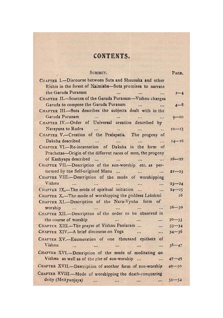 The Garuda-Puranam: Vol. Lxvii - Indya