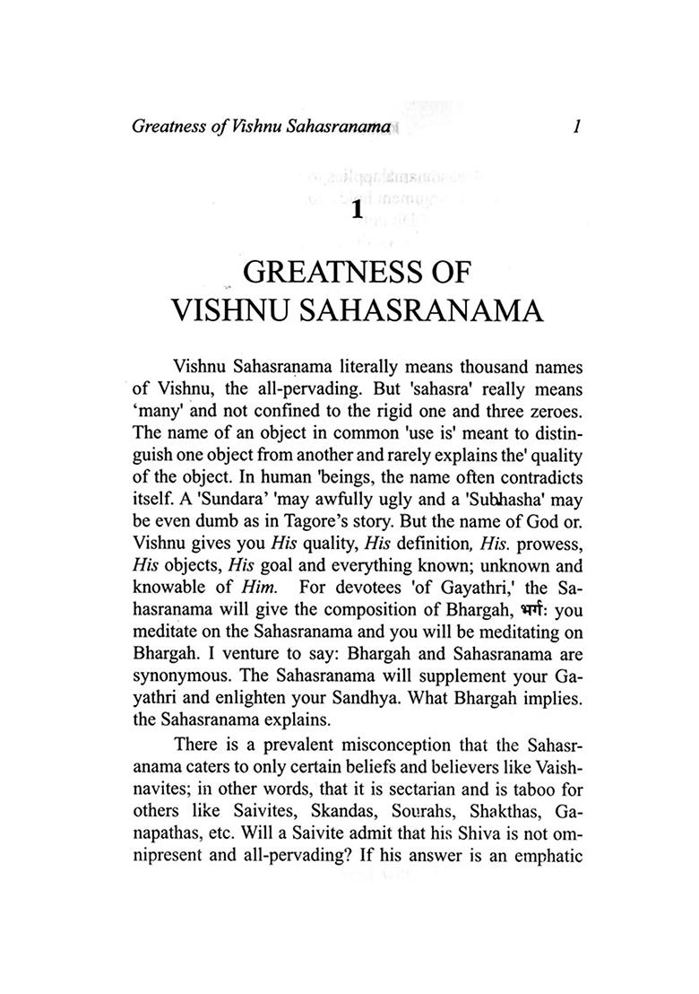 The Vishnu Sahasranama A Study - Indya