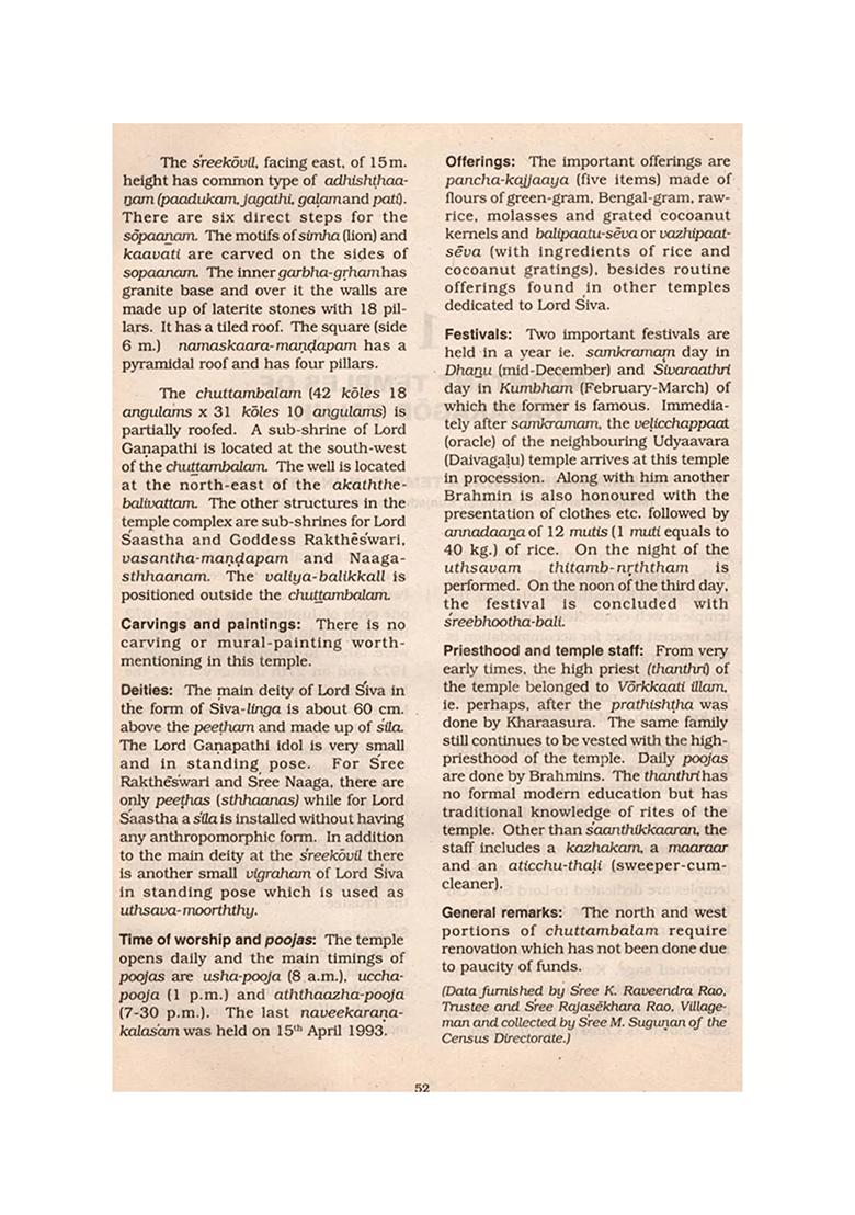 Temples Of Kasaragod District (An Old And Rare Book) - Indya