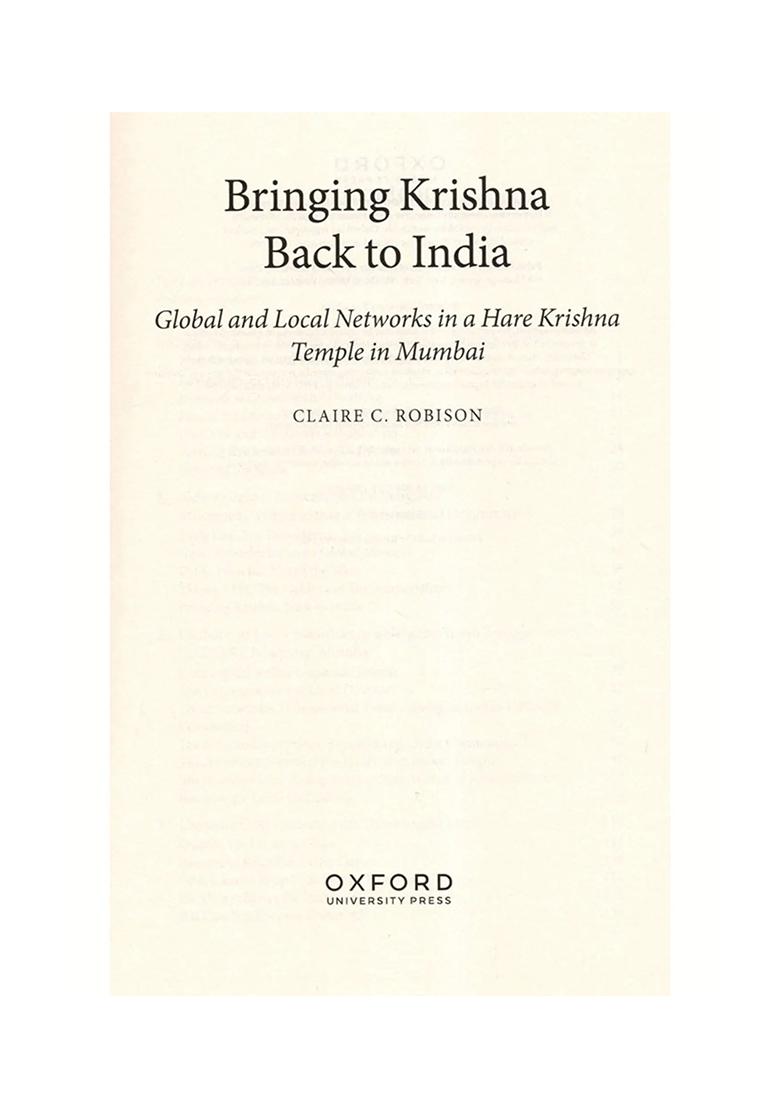 Bringing Krishna Back To India- Global And Local Networks In A Hare Krishna Temple In Mumbai - Indya