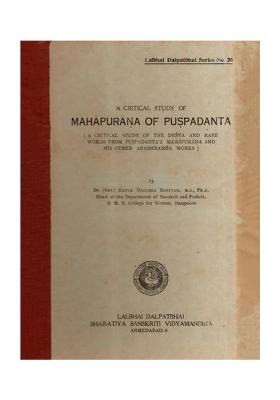 A Critical Study Of Mahapurana Of Puspadanta (An Old And Rare Book)