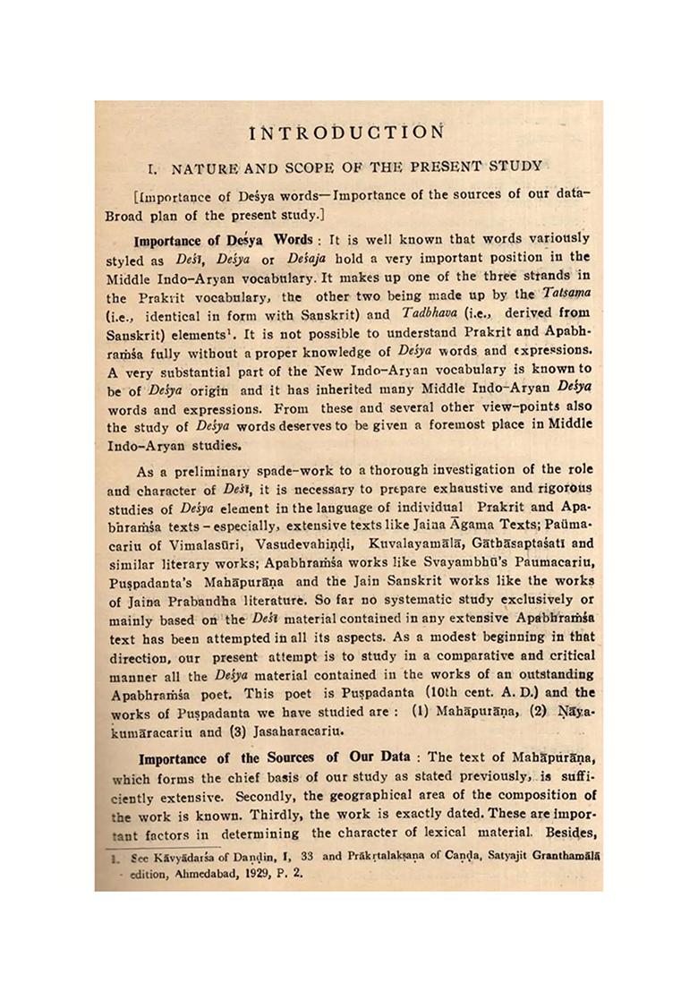 A Critical Study Of Mahapurana Of Puspadanta (An Old And Rare Book) - Indya