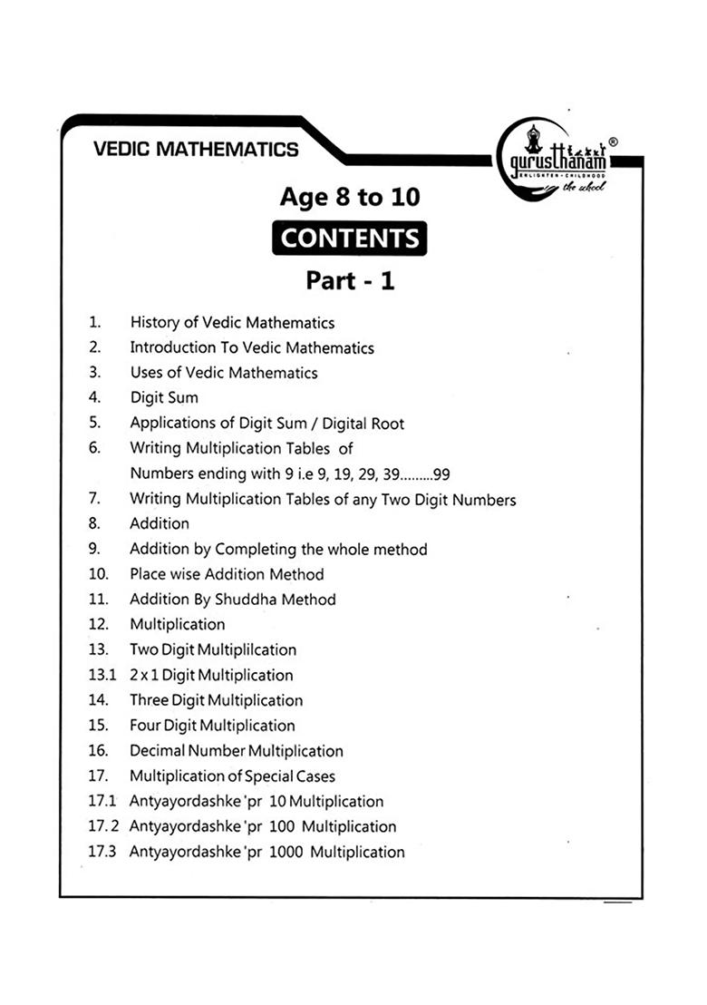 Vedic Mathematics- Learn School Maths Easy Way: For Age 8 To 14 (Set Of 4 Volumes) - Indya